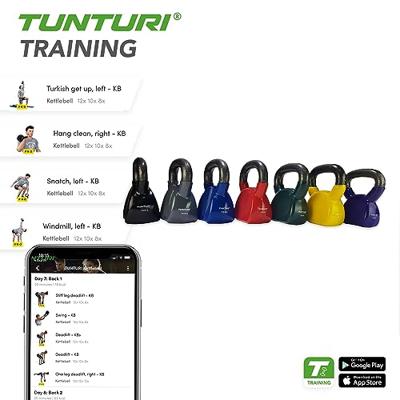 Tunturi Vinyl Kettlebell l 14KG l grijs - thumbnail