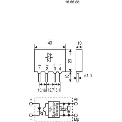 Crydom Halfgeleiderrelais D2W202F 2 A Schakelspanning (max.): 280 V/AC Schakelend bij overbelasting 1 stuk(s)