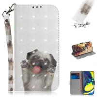 3D-schilderij patroon gekleurde tekening horizontale Flip lederen draagtas met houder & kaartsleuven & portemonnee voor Galaxy M40/A60 (PUG) - thumbnail