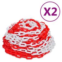 VidaXL Veiligheidskettingen 2 st 30 m kunststof rood en wit - thumbnail