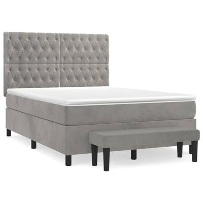 Boxspring met matras fluweel lichtgrijs 140x200 cm