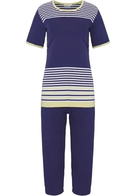 Pastunette dames capri - Donkerblauw streep