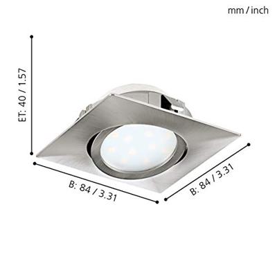 Eglo Led plafondspotPineda Square 6w - 3000K - 8,4cm nikkel - 95843