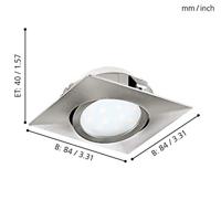 Eglo Led plafondspotPineda Square 6w - 3000K - 8,4cm nikkel - 95843 - thumbnail