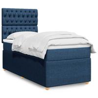 Boxspring met matras stof blauw 100x200 cm - thumbnail