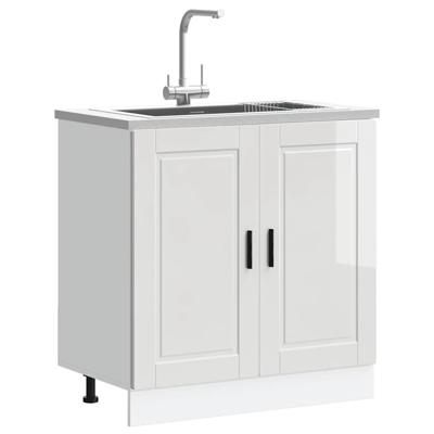 Spoelbakonderkast Porto 80x46x81,5cm bewerkt hout hoogglans wit