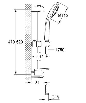 Grohe Euphoria glijstangset 60cm mono chroom Grohe Euphoria glijstangset 60cm mono chroom