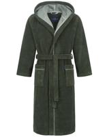 Morgenstern Morgenstern herenbadjas met capuchon Daniel groen Maat M - thumbnail