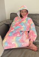 Draagbare deken met capuchon & mouwen - kind - unicorn glow - thumbnail