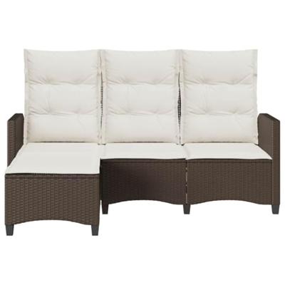 Verstelbare tuinbank met kussens L-vormig poly rattan bruin