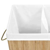 Wasmand met 2 vakken 100 L bamboe - thumbnail