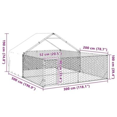 Hondenkennel met ren 5x3x1,9 m gegalvaniseerd staal