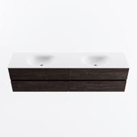 MONDIAZ VICA 190cm badmeubel onderkast Dark Brown 4 lades. Wastafel MOON dubbel 2 kraangaten, kleur Talc. - thumbnail