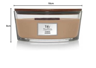 WoodWick Geurkaars Ellipse Cashmere - 9 cm / 19 cm - Geurkaars in Glas - Houten Lont