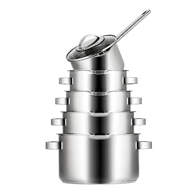 Sola Pannenset Pearl - RVS - Kookpan ø 16, 18, 20, 24 cm & Steelpan ø 16 cm - Inductie & Downdraft geschikt - 5 Delig