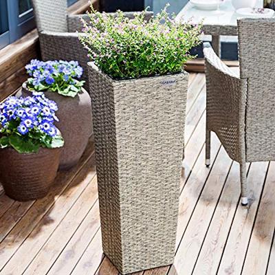 Bloempotten polyrotan set van 3 stuks in creme