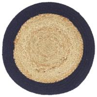 VidaXL Placemats 4 st 38 cm jute en katoen natuurlijk en marineblauw - thumbnail