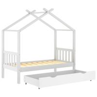 Kinderbedframe met lade massief grenenhout wit 80x160 cm - thumbnail