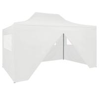 Partytent met 4 zijwanden inklapbaar 3x4,5 m wit - thumbnail