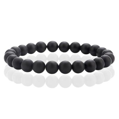 Natuursteen Armband met 8mm Kralen Memphis - Matte Onyx