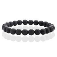 Natuursteen Armband met 8mm Kralen Memphis - Matte Onyx - thumbnail