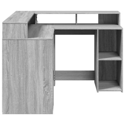 Bureau met LED-verlichting 130x130x91 cm hout grijs sonoma - thumbnail