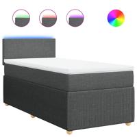 Boxspring met matras stof donkergrijs 90x190 cm - thumbnail