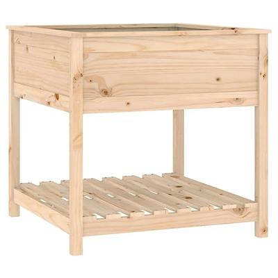 VidaXL Plantenbak met schap 82,5x82,5x81 cm massief grenenhout