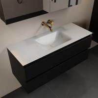 MONDIAZ AIVY 120cm badmeubel Urban, wastafel Talc solid surface midden zonder kraangat met spiegelkast (AI-351621TALC-NO - AI-M120URMI - AI-C120URMI) - thumbnail