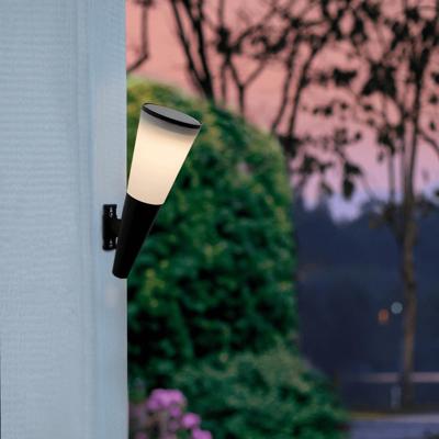 Solar wandlamp torch met warm en koud wit licht set van 2