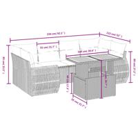 7-delige Loungeset met kussens poly rattan zwart - thumbnail