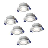Set van 6 Lima LED inbouwspots - 4 Watt 345 Lumen - 6500K daglicht wit - GU10 - Dimbaar - Rond - Kantelbaar - IP65 Waterdicht - Wit - Voor binnen, buiten en badkamer - thumbnail