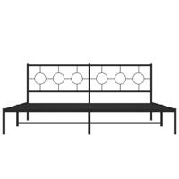 Bedframe met hoofdbord metaal zwart 193x203 cm - thumbnail