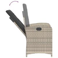 Tuinstoelen 2 st verstelbaar met kussens poly rattan lichtgrijs - thumbnail