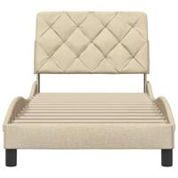 Bedframe zonder matras 90x190 cm stof crèmekleurig - thumbnail