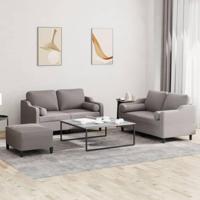 3-delige Loungeset met kussens stof taupe - thumbnail