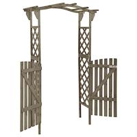 Pergola met poort 116x40x204 cm massief vurenhout grijs - thumbnail