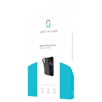 Just in Case Zero Soft TPU Case voor Apple iPhone 16 Pro Telefoonhoesje Zwart