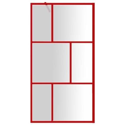 Inloopdouchewand transparant 115x195 cm ESG-glas rood - thumbnail
