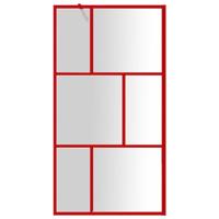 Inloopdouchewand transparant 115x195 cm ESG-glas rood - thumbnail