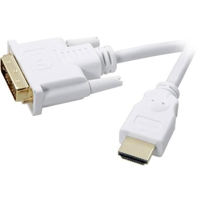 SpeaKa Professional SP-7870336 DVI-kabel DVI / HDMI Adapterkabel DVI-D 18+1-polige stekker, HDMI-A-stekker 2.00 m Wit Vergulde steekcontacten