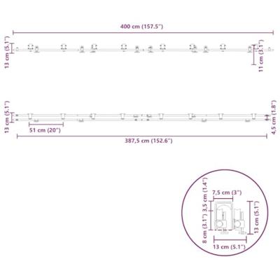 Schuifdeur onderdelenset 400 cm roestvrij staal zilverkleurig