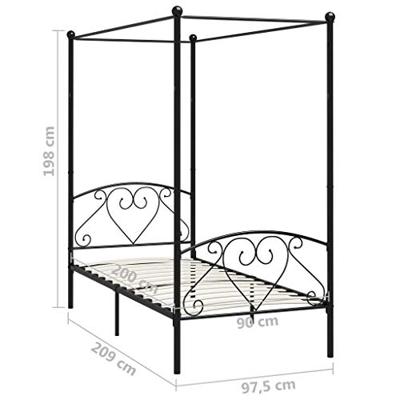 Hemelbedframe metaal zwart 90x200 cm Hemelbedframe metaal zwart 90x200 cm