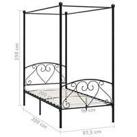 Hemelbedframe metaal zwart 90x200 cm - thumbnail