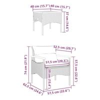 3-delige Loungeset met kussens poly rattan grijs - thumbnail