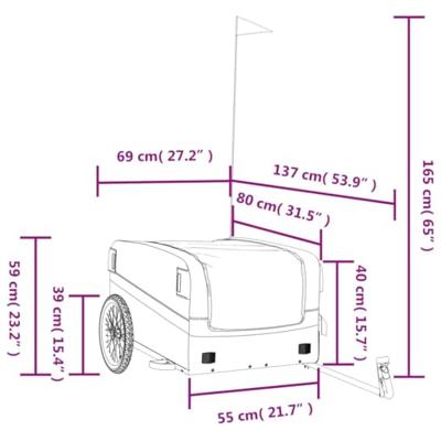 VidaXL Fietstrailer 45 kg ijzer zwart en blauw