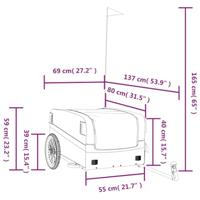 Fietstrailer 45 kg ijzer zwart en blauw - thumbnail