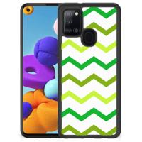 Samsung Galaxy A21s Bumper Case Zigzag Groen - thumbnail