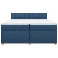 Boxspring met matras stof blauw 200x200 cm - thumbnail