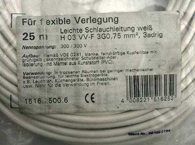 Kopp 151625006 Geïsoleerde kabel H03VV-F 3 x 0.75 mm² Wit 25 m